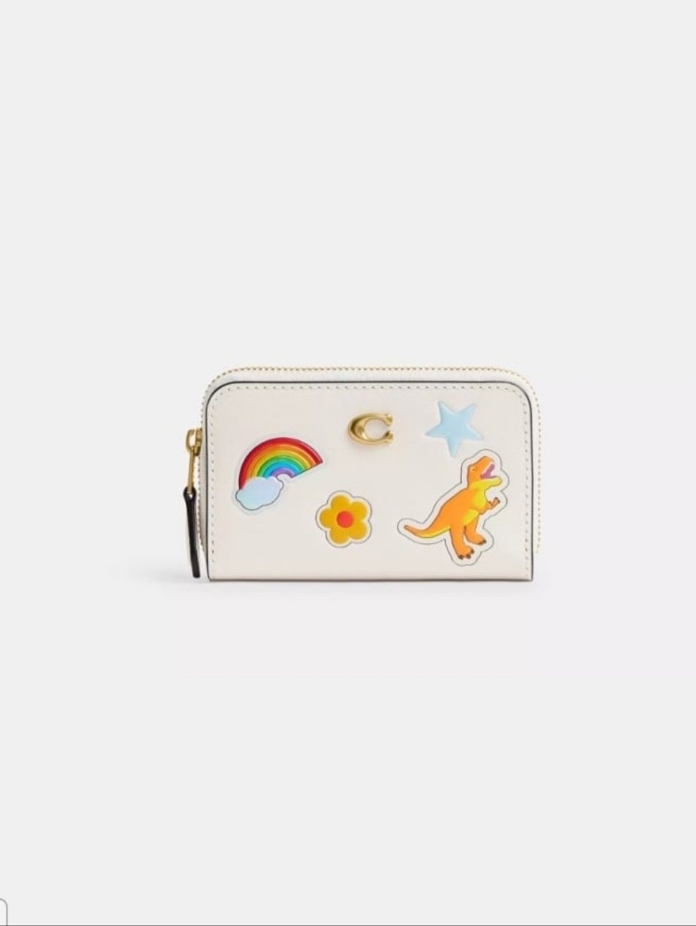 COACH Small Zip Around Card Case with Sticker Print 🌈🦖